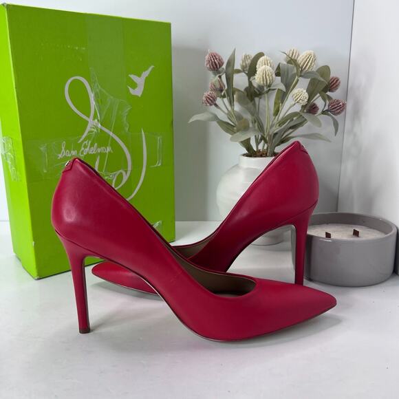 Sam Edelman Hazel Leather Pointed Toe Pump Red Women's 9.5W Read Desc - Picture 6 of 11